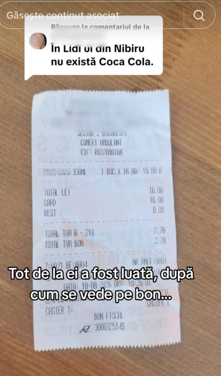 Bonul prezentat de o turistă