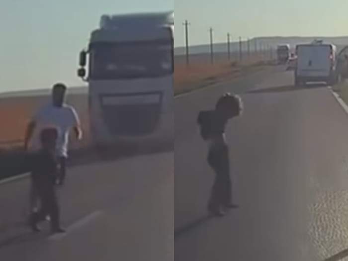 copil care cade din mașină în Tulcea