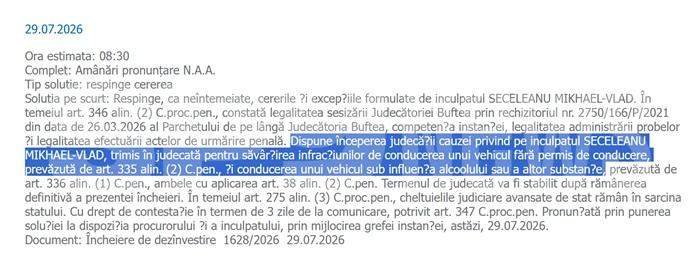 Actorul Vlad Seceleanu, judecat că a șofat beat și fără permis | Direct spre sentință EXCLUSIV