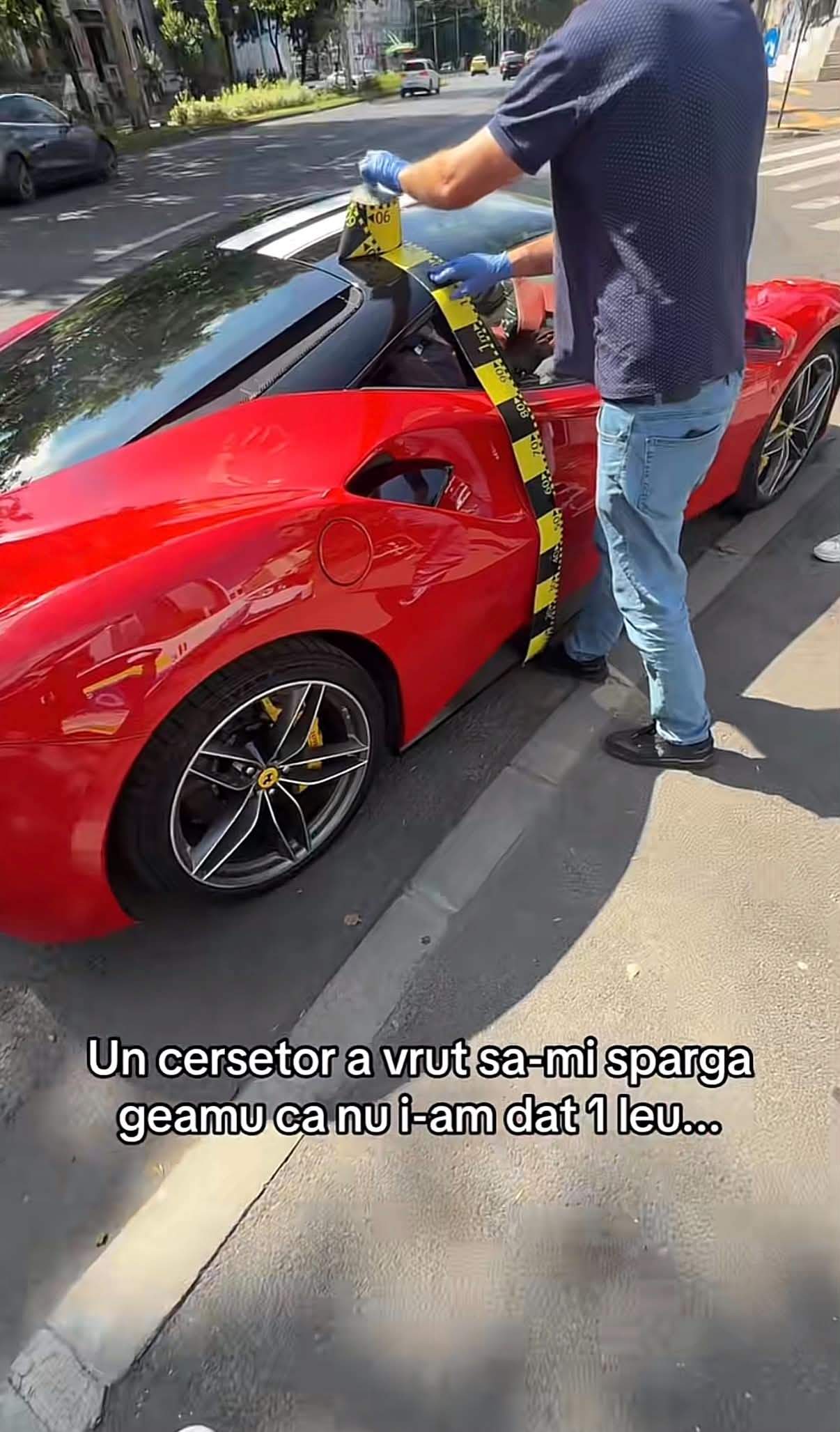 Edi Vasile a spus că un cerșetor i-a spart geamul Ferrari-ului. Tiktokerul a filmat totul