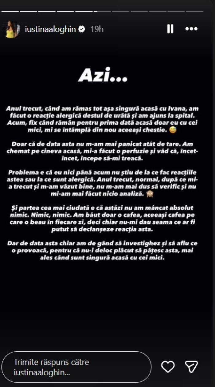 Iustina Loghin de la Insula iubirii a dezvăluit de ce a avut nevoie de perfuzii. Problema pe care a ignorat-o și acum un an