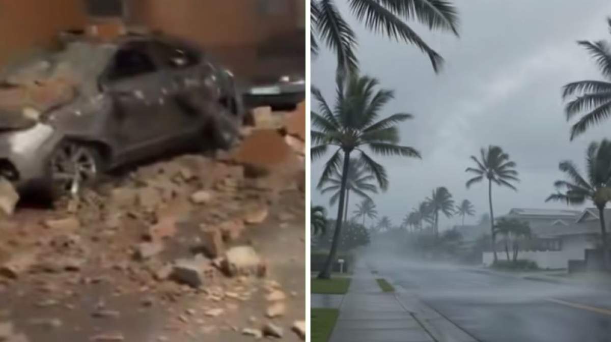 Colaj foto cu cutremurul din Spania și furtuna din Hawaii