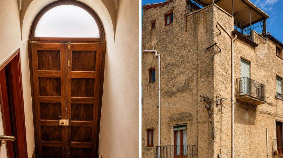 Colaj foto cu casa care se vinde în Sicilia