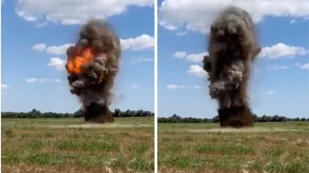 Colaj foto cu drona detonată