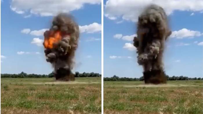 Colaj foto cu drona detonată
