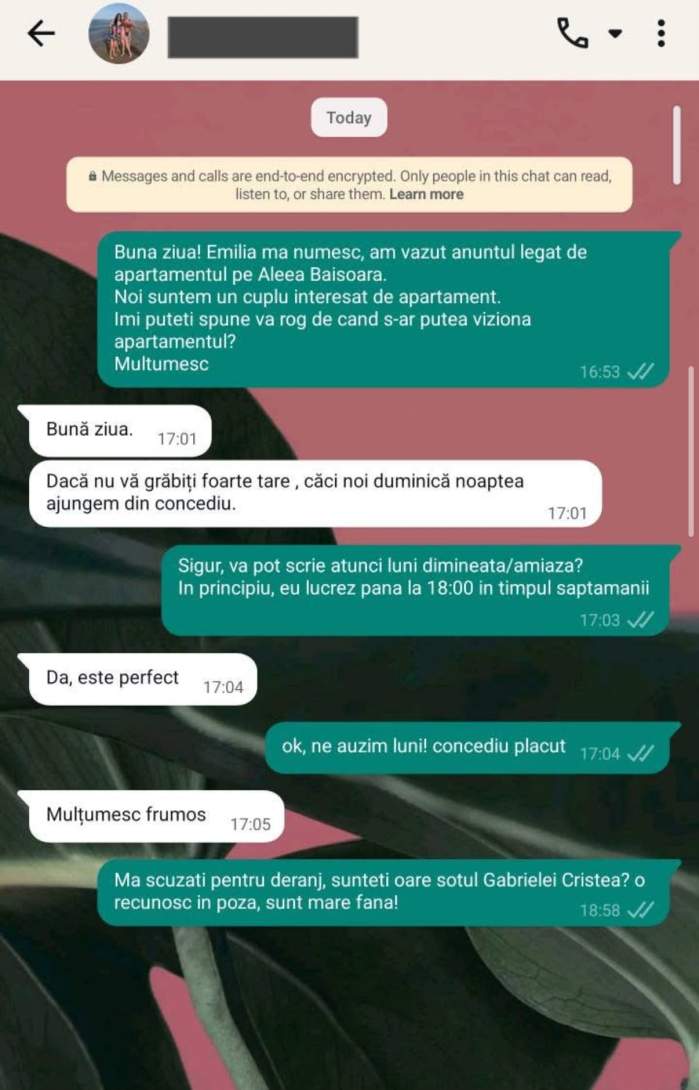 Conversația de pe whatsApp