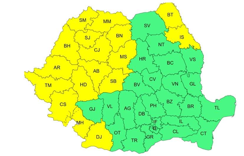 Meteorologii au anunțat vreme extremă în România. Cod galben de caniculă și avertizare de vijelii | HARTA