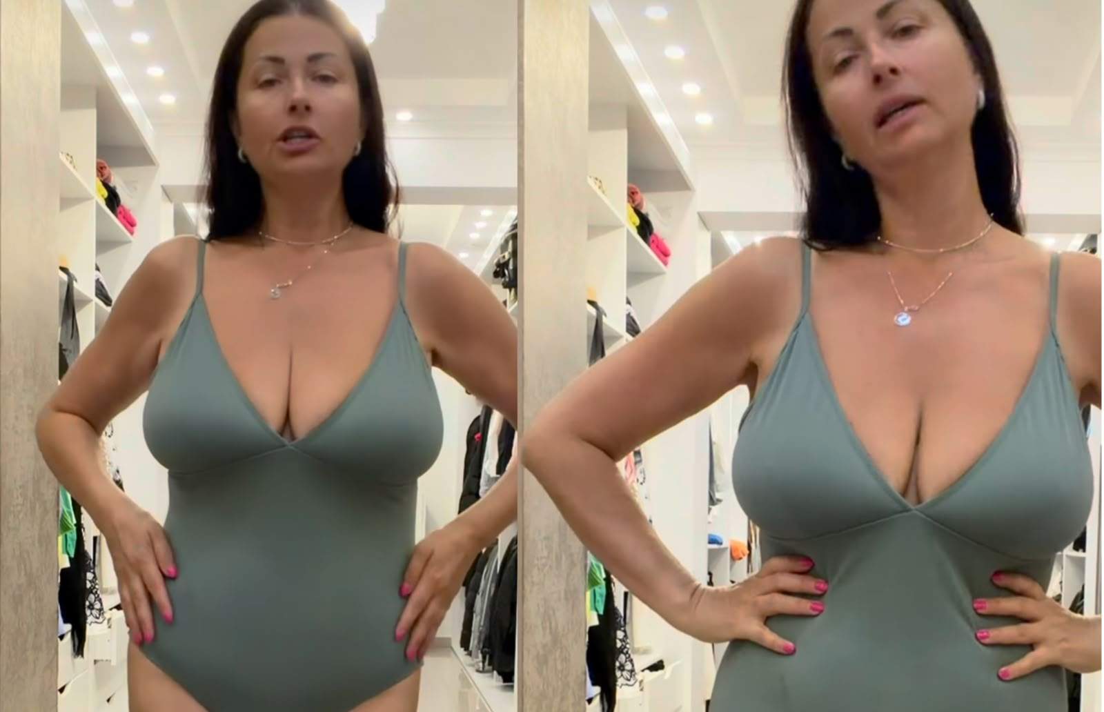 Colaj Gabriela Cristea în costum de baie