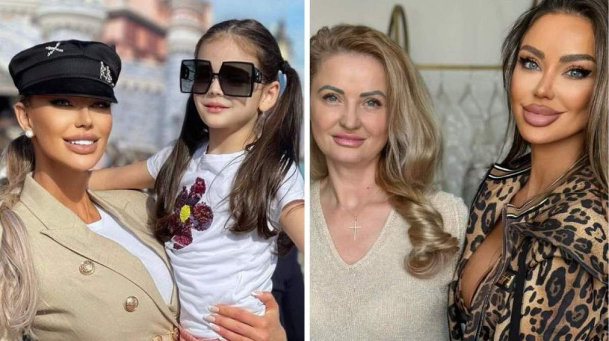 Colaj foto cu Bianca Drăgușanu, mama și fiica ei