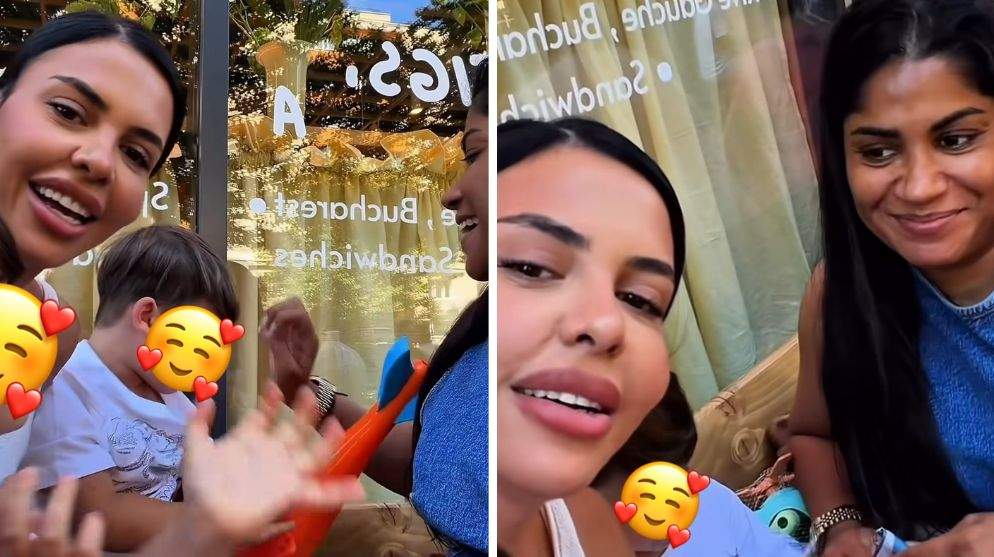 Colaj foto cu Andreea Popescu, copiii ei și bona