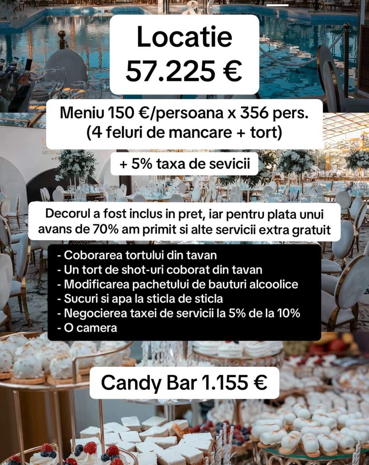 Un cuplu din România a plătit 81.300 € pentru nunta visurilor lor. Ce au plătit de au ajuns la această sumă