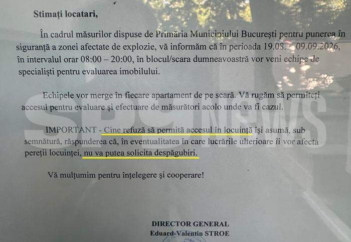 Anunț de ultimă oră pentru locatarii blocului afectat de explozia din Rahova | Documente exclusive