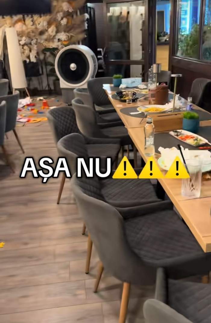 O terasă din Tecuci, distrusă de clienții prost crescuți. Au lăsat dezastru în urmă