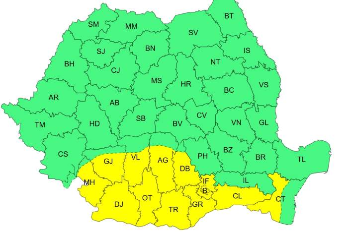 Cod galben de caniculă și ploi torențiale. Unde se vor înregistra până la 37 de grade și unde apar furtunile