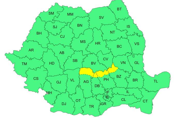 Cod galben de caniculă și ploi torențiale. Unde se vor înregistra până la 37 de grade și unde apar furtunile
