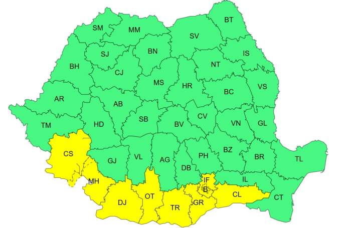 Cod galben de caniculă și ploi torențiale. Unde se vor înregistra până la 37 de grade și unde apar furtunile
