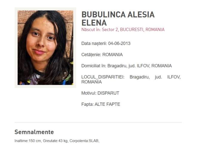 O fată de 13 ani a dispărut în Bragadiru. Poliția cere ajutorul populației