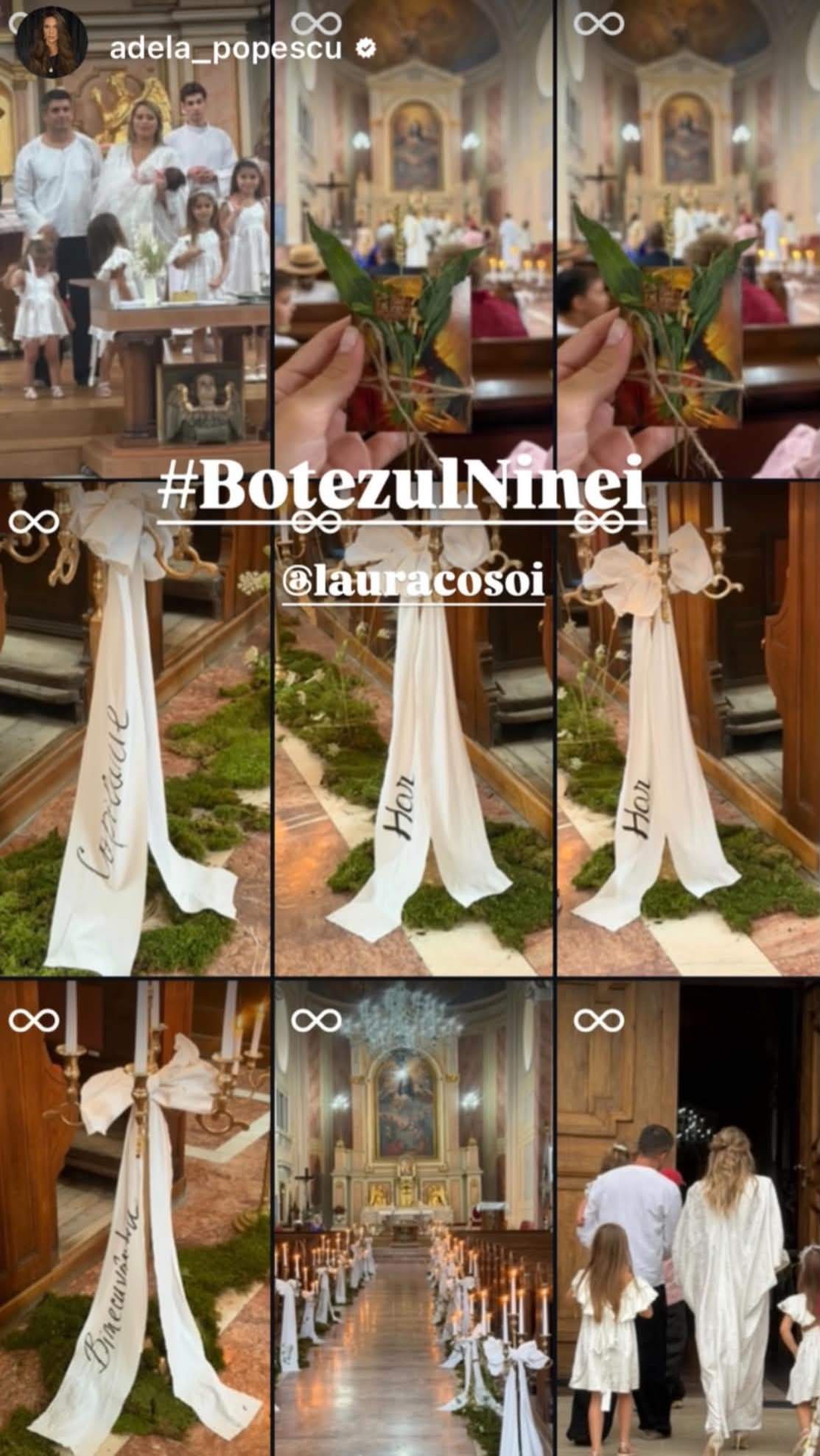 Primele imagini de la botezul Ninei, fiica Laurei Cosoi. Mezina familiei a fost creștinată