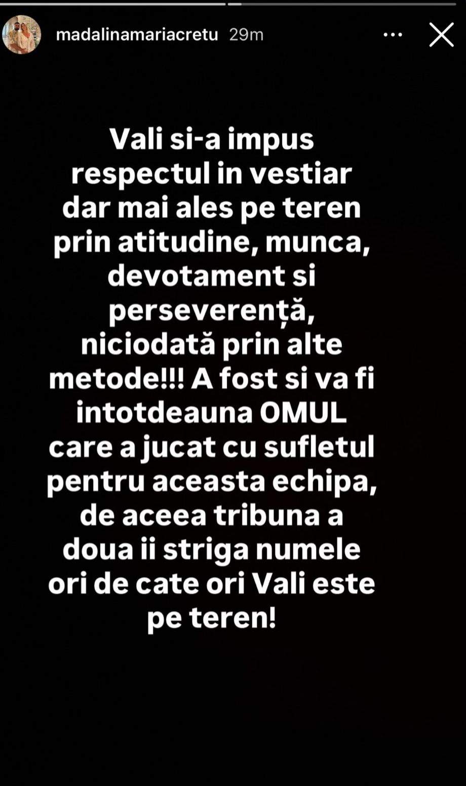 Mesajul lui Vali Crețu