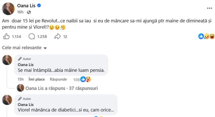 Câți bani are Oana Lis să cumpere mâncare pentru ea și Viorel. Suma este foarte mică