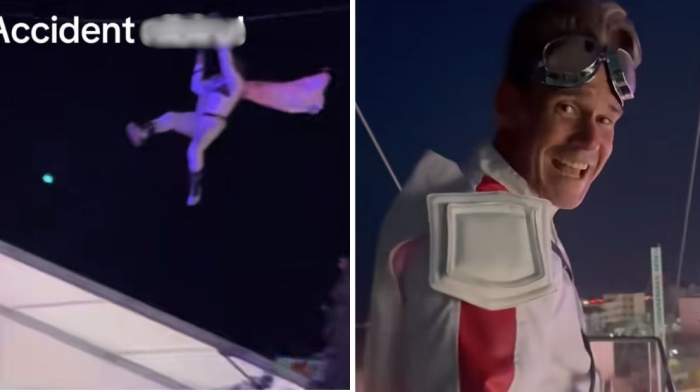 Colaj foto cu cascadorul care s-a accidentat