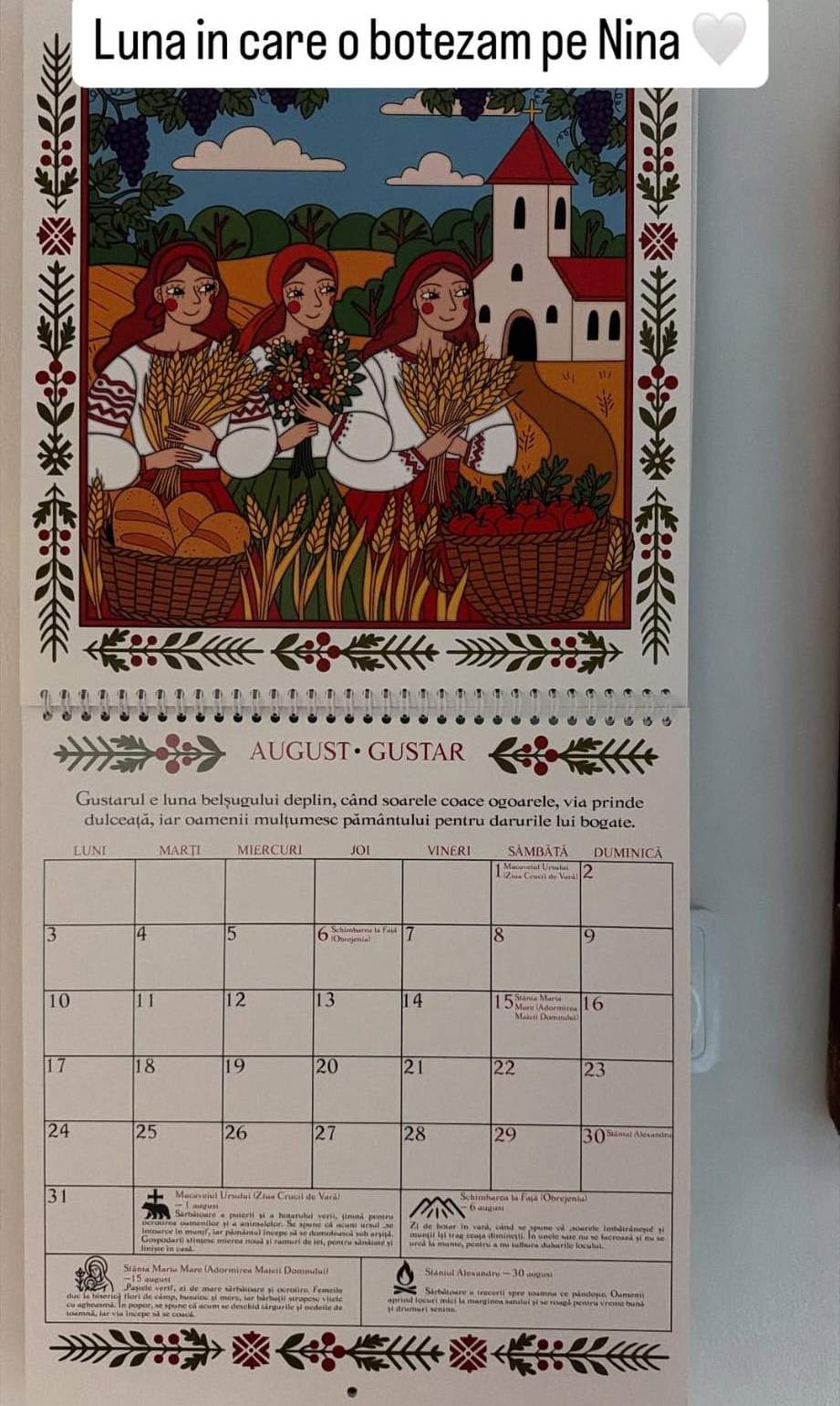 calendarul lunii august 2026