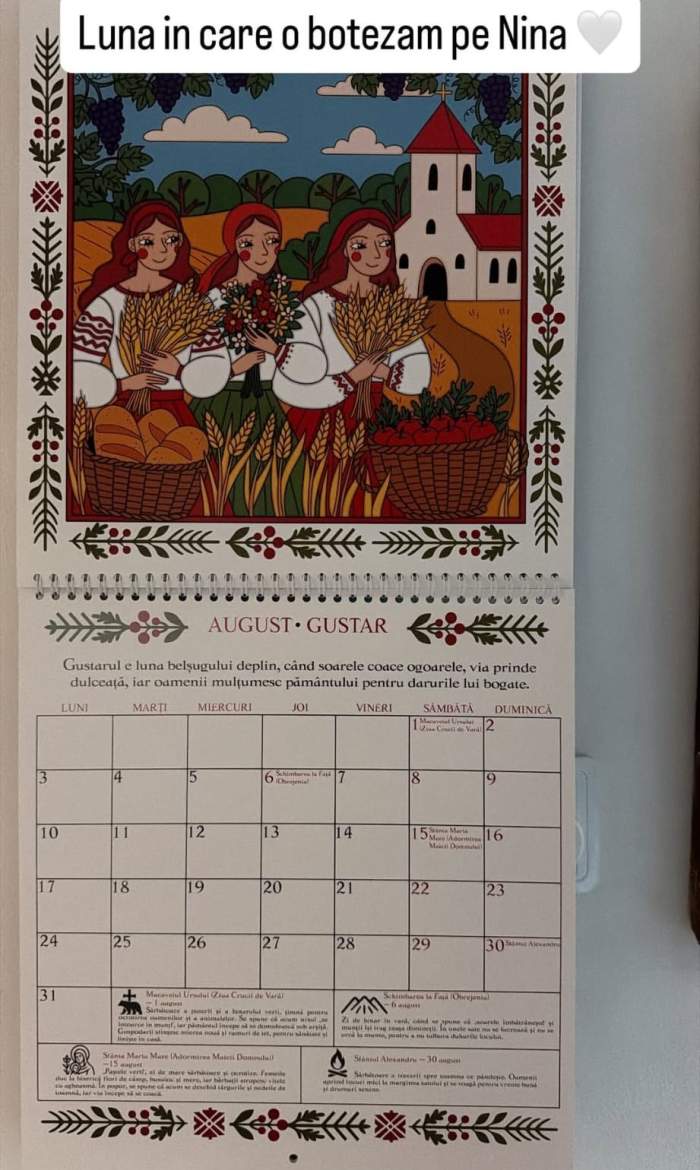 calendarul lunii august 2026