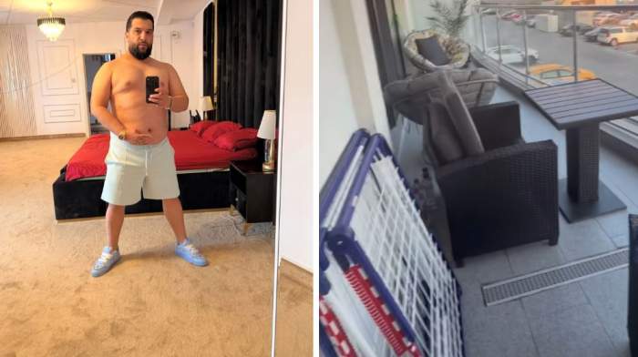 Colaj foto cu Tzancă Uraganu și terasa apartamentului său
