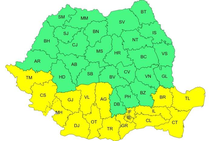 Alertă de vreme extremă în România! În sud va fi caniculă, iar în restul țării vor fi ploi și furtuni. Harta fenomenelor severe