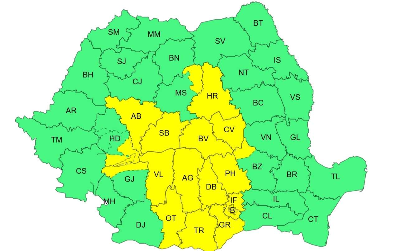 Alertă de vreme extremă în România! În sud va fi caniculă, iar în restul țării vor fi ploi și furtuni. Harta fenomenelor severe