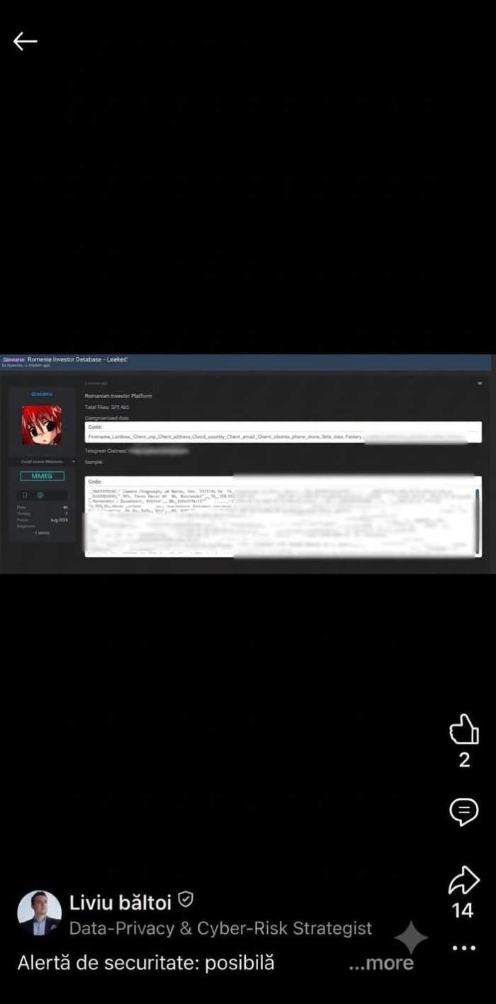 George Buhnici trage un semnal de alarmă! A găsit aproape 600.000 de date personale pe un forum. La ce trebuie să ai grijă începând de acum