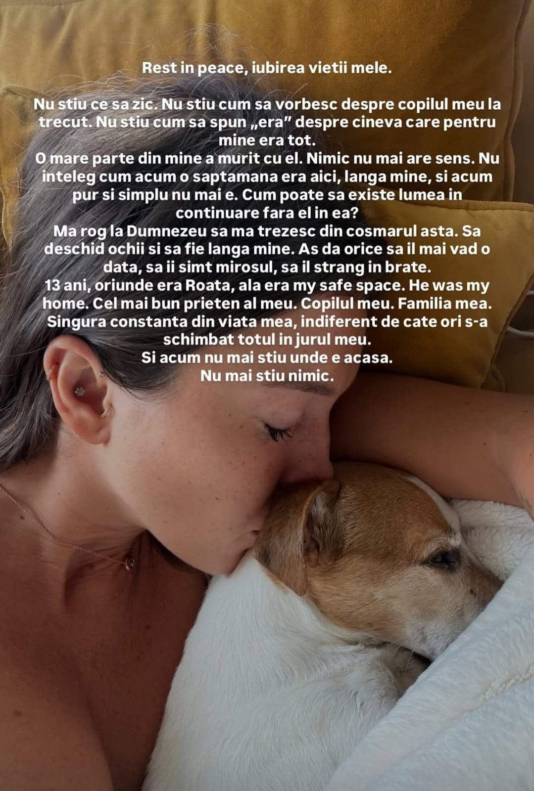 Câinele Teodorei Stoica, Roată, a murit! Fiica lui Mihai Stoica trece prin momente grele: ”Iubirea vieții mele”