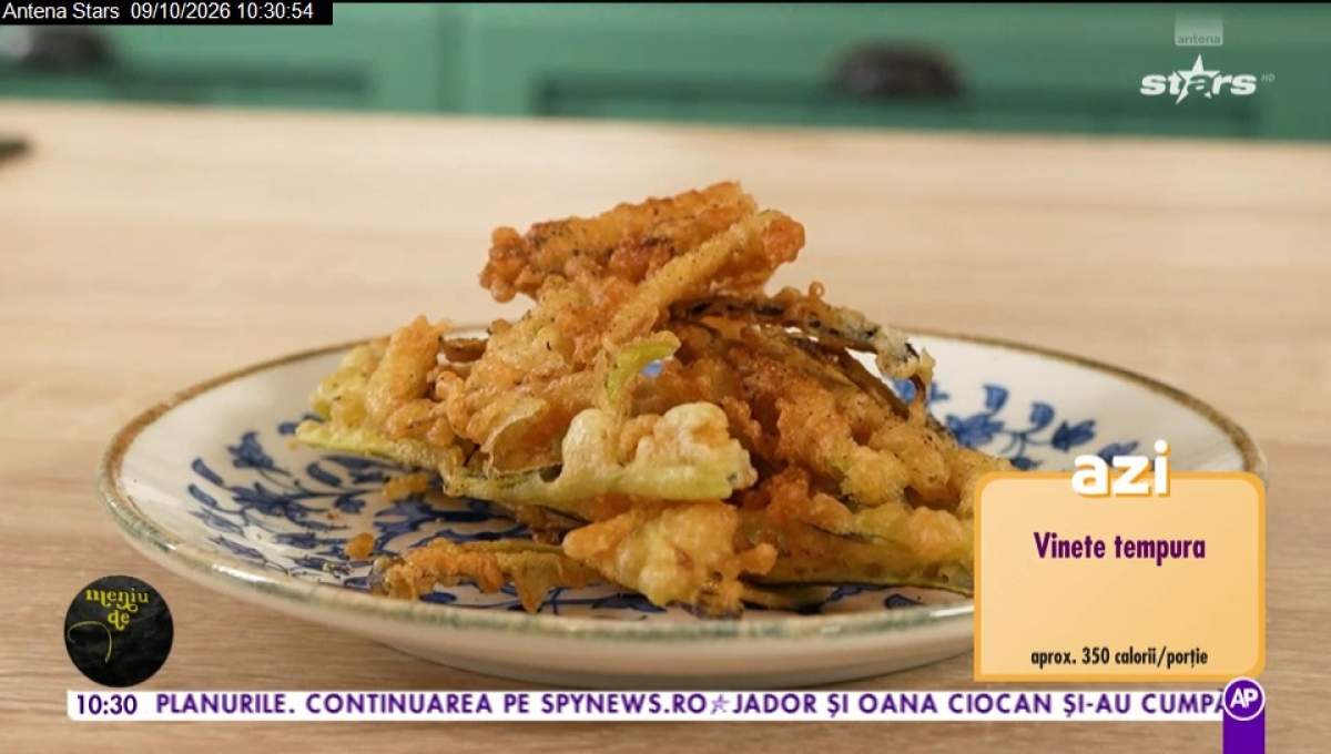 Rețetă de vinete tempura, un starter perfect pentru mesele alături de familie. Trucul lui Horia Manea pentru un preparat delicios
