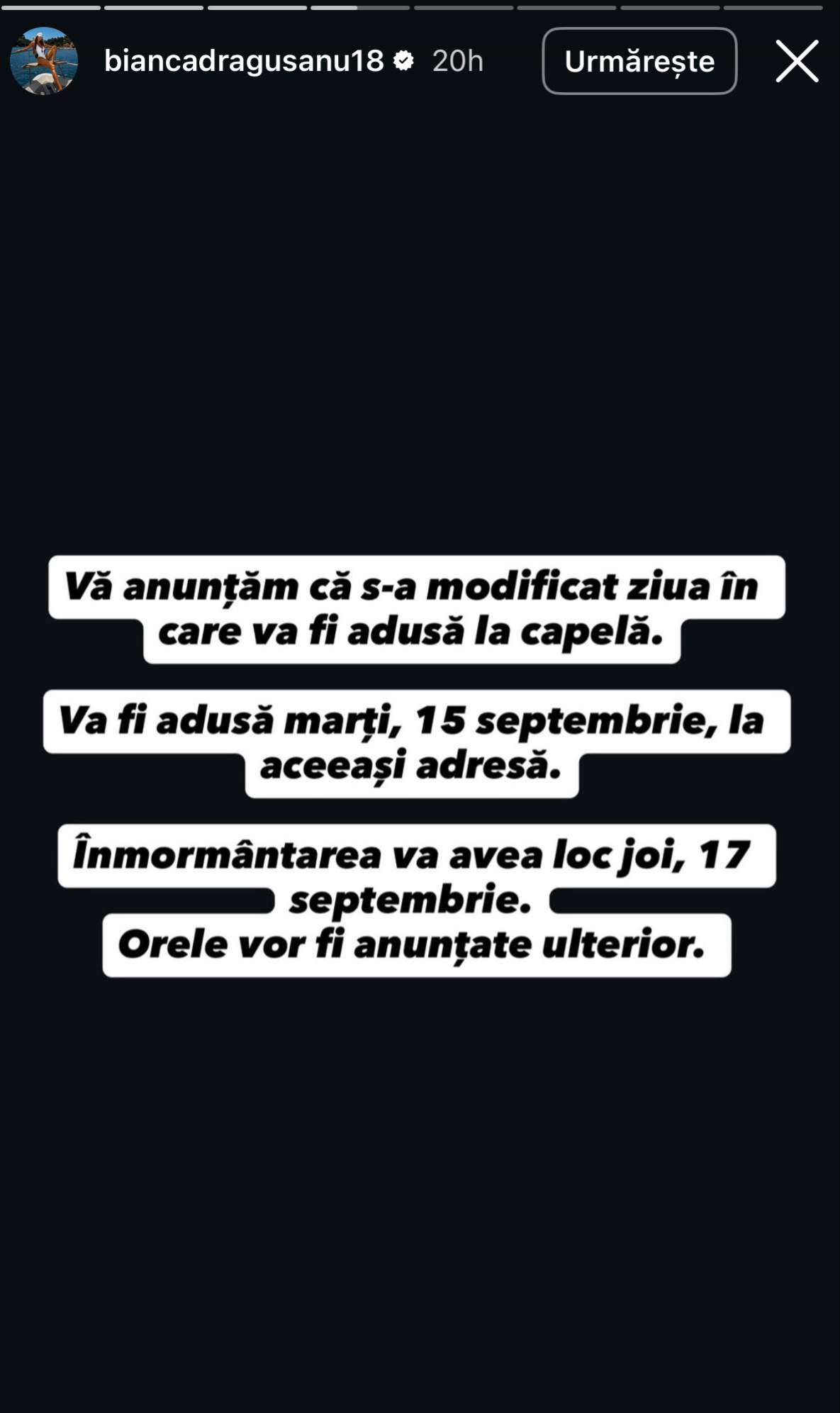 Anunțul Biancăi Drăgușanu