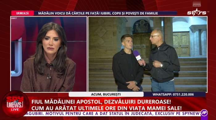 Fiul Mădălinei Apostol, interviu pentru Spynews TV