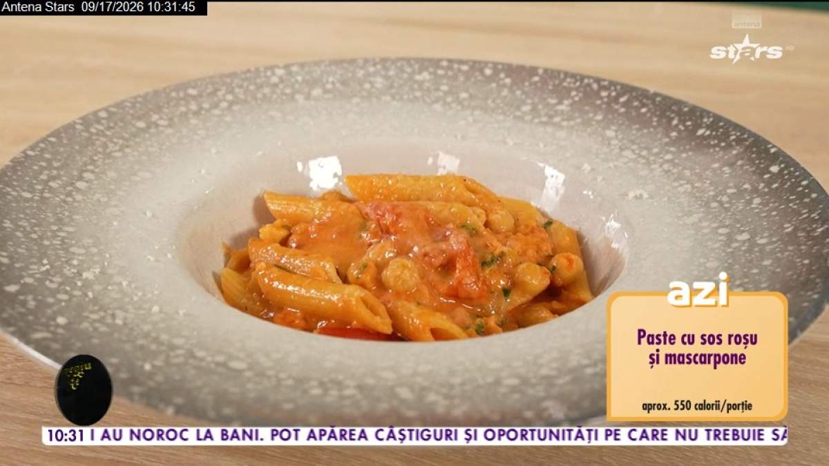 Paste cu sos roșu și mascarpone. Rețeta lui Chef Horia Manea