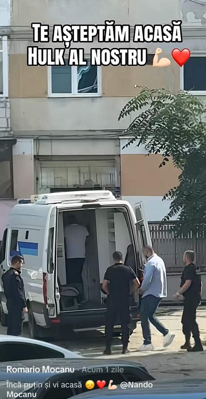 Nando Mocanu urcă în duba poliției