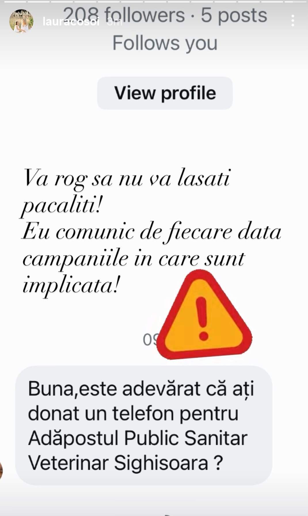 mesajul Laurei Cosoi