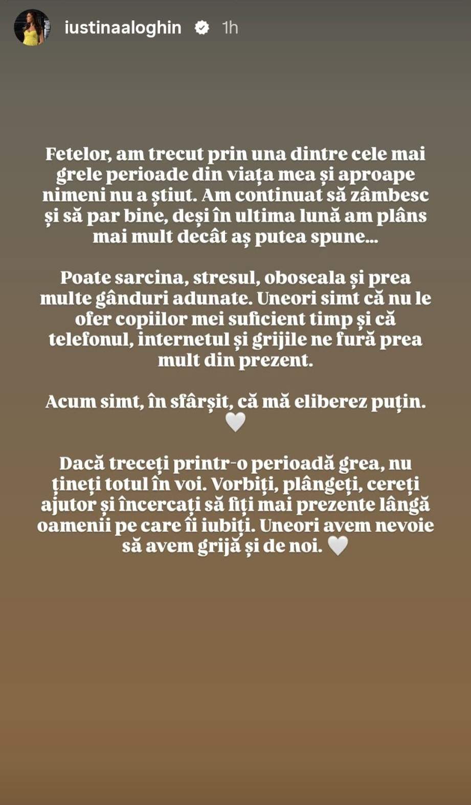 mesajul Iustinei Loghin