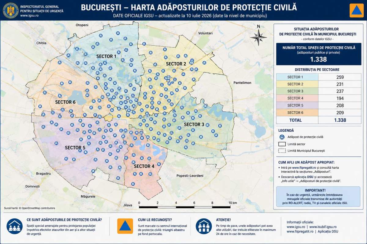 Unde te adăpostești în București în caz de război. Harta locurilor de protecție civilă și cum îl găsești pe cel mai apropiat de casă