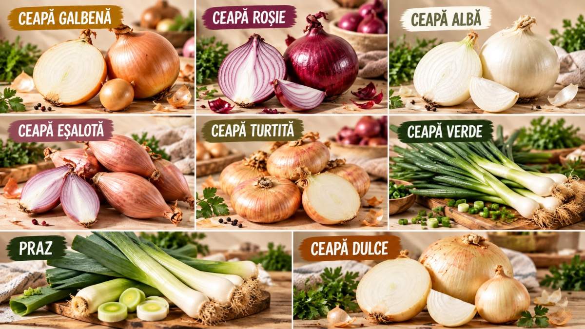 Colaj cu tipuri de ceapă