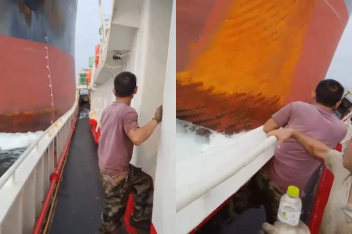 O navã cargo uriașă a lovit un pescador în apropiere de Singapore. Momentul impactului, filmat chiar de oamenii aflați la bord | VIDEO