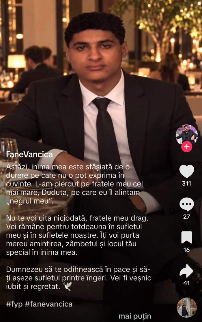 Fane Văncică e în doliu. Ce mesaj sfâșietor a transmis după moartea fratelui său: „Inima mea este sfâșiată”