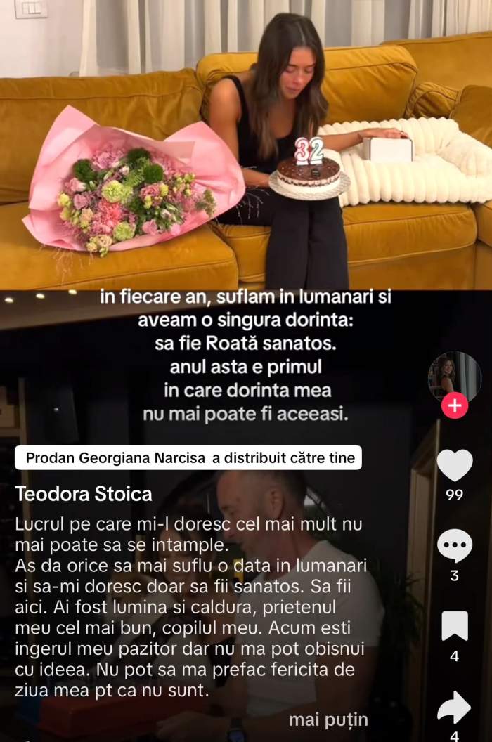 Teodora Stoica, confesiune dureroasă de ziua ei: „Nu pot să mă prefac fericită pentru că nu sunt”