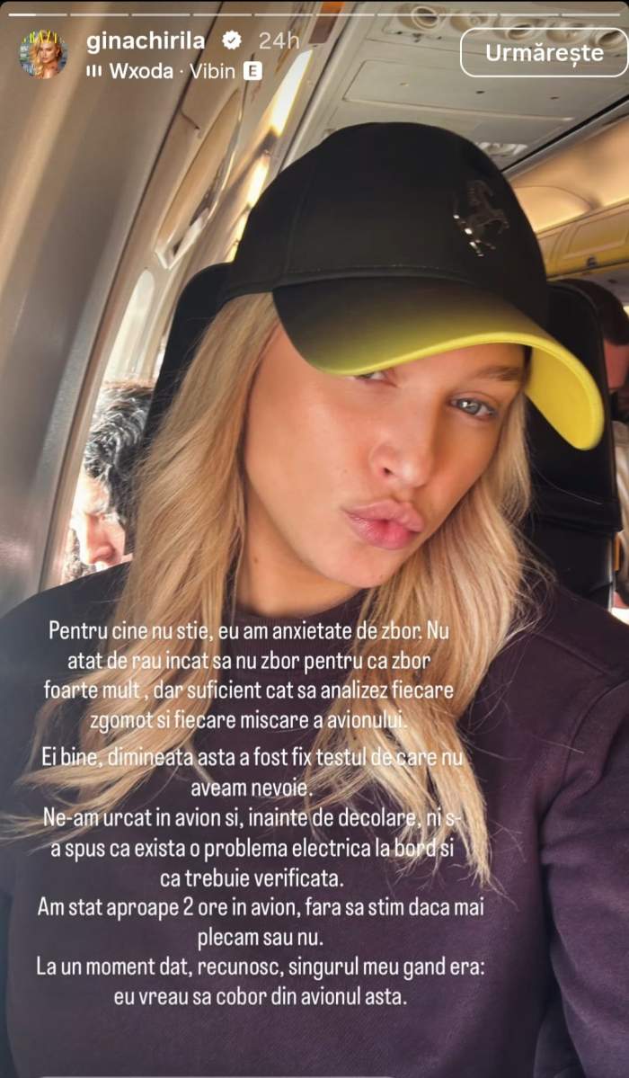 Gina Chirilă a povestit că a trecut prin momente de panică în avion. Ce i s-a întâmplat