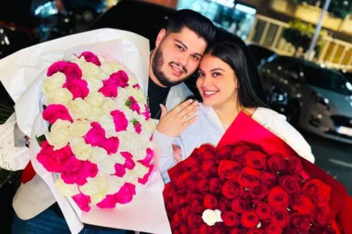 betty salam si roberto cu un buchet mare de flori