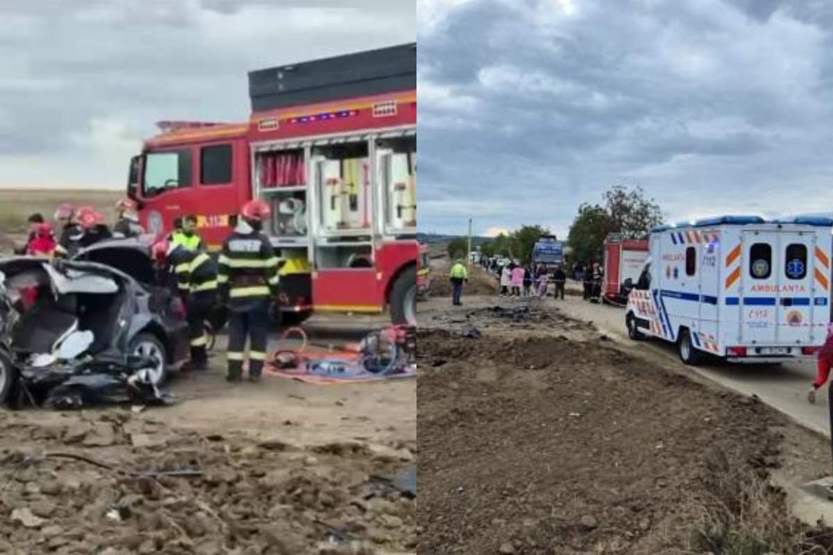 Doi copii și un tânăr de 21 de ani au murit într-un accident, în Iași. Imagini de la locul tragediei