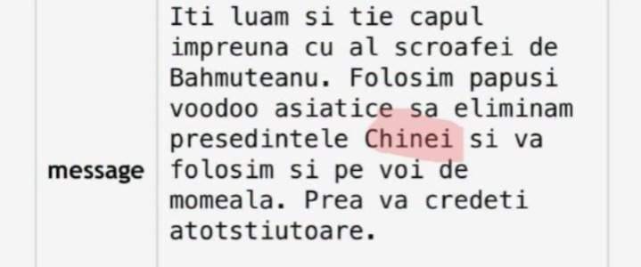 Mesajul primit de Carmen Harra