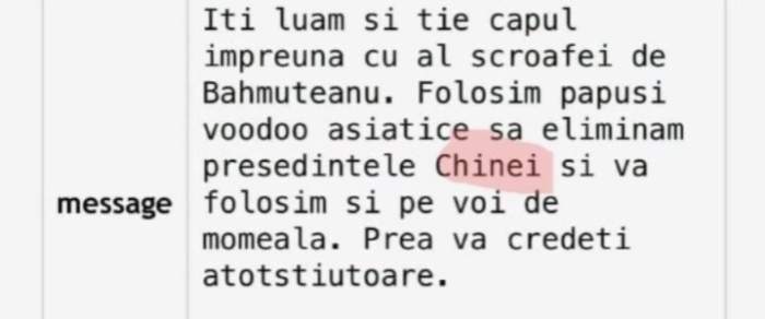 Mesajul primit de Carmen Harra