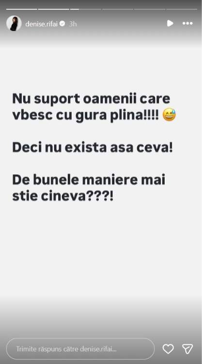 Ce nu suportă deloc Denise Rifai. Prezentatoarea le-a vorbit fanilor despre bunele maniere
